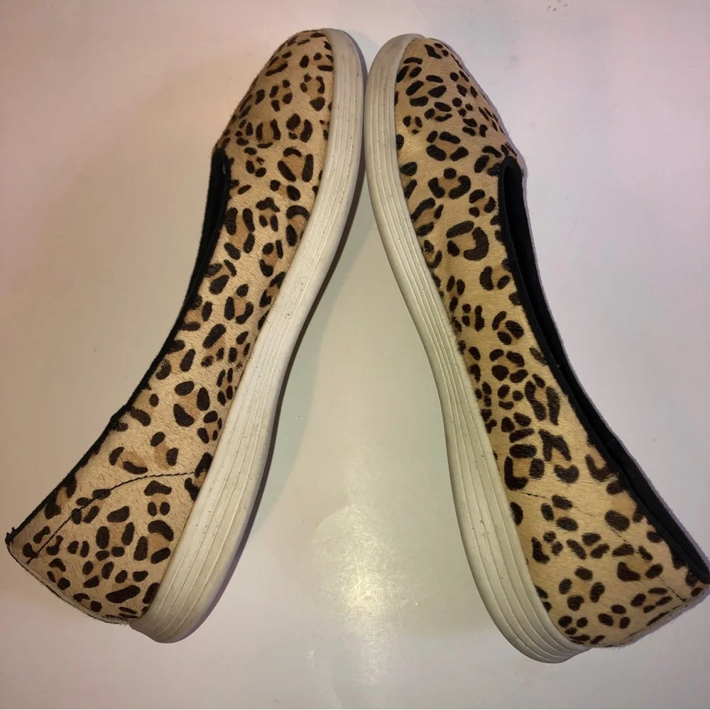 Sz 8 Skechers On the Go Capri Leopard Calfhair Ballet Flat Slip Ons